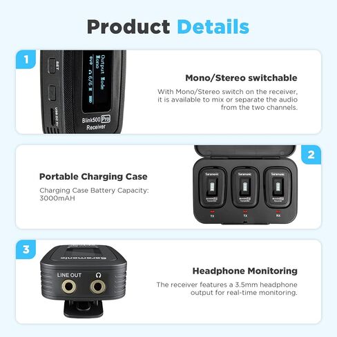Saramonic Upgraded Blink500 Pro B2 2.4GHz Dual-Channel Wireless Lavalier Microphone for DSLR Video Camera Android iPhone Tablet PC Computer Recording Facebook YouTube Podcast Vlog Interview (B2) in Saudi Arabia