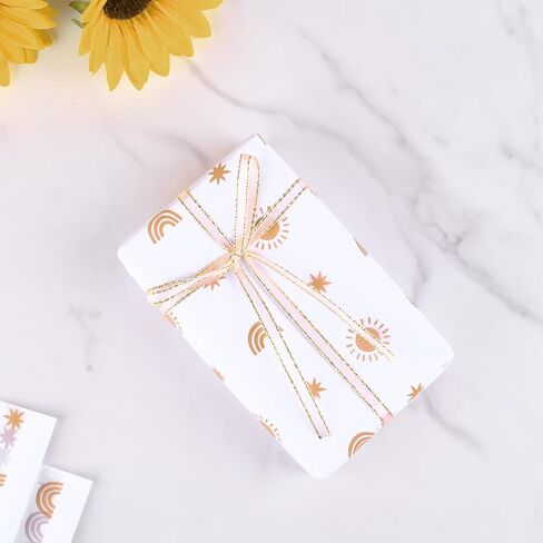 100 Sheets 20 * 14 Inches Sunshine Boho Rainbow Tissue Paper for Gift Wrapping Boho Wrapping Paper Printed Pastel Tissue Paper Bulk for Gift Bags for Birthday Wedding Baby Shower DIY Craft in Saudi Arabia