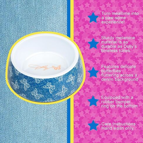 Doggy Parton Denim Buttefly Print Cat Bowl - S, Blue in Saudi Arabia