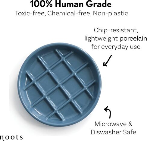 Ceramic Slow Feeder Cat Bowl - Whisker-Friendly, Anti-Vomiting Puzzle Feeder for Cats and Small Dogs, Non-Flip, Interactive Slow Feed Bowl for Weight Management, Dishwasher/Microwave Safe (Blue) in Saudi Arabia