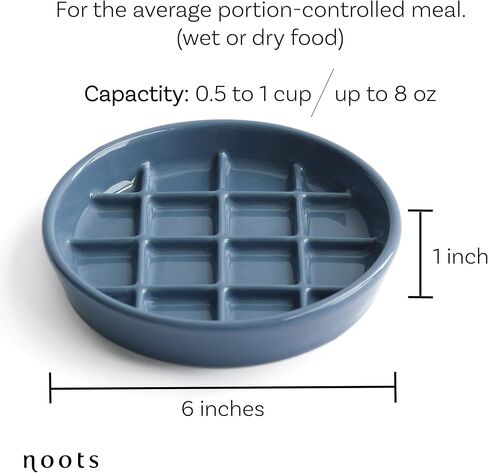 Ceramic Slow Feeder Cat Bowl - Whisker-Friendly, Anti-Vomiting Puzzle Feeder for Cats and Small Dogs, Non-Flip, Interactive Slow Feed Bowl for Weight Management, Dishwasher/Microwave Safe (Blue) in Saudi Arabia