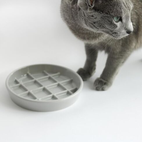 Ceramic Slow Feeder Cat Bowl - Whisker-Friendly, Anti-Vomiting Puzzle Feeder for Cats and Small Dogs, Non-Flip, Interactive Slow Feed Bowl for Weight Management, Dishwasher/Microwave Safe (Blue) in Saudi Arabia