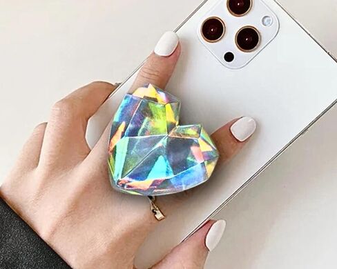 Cute Shiny Bling Bling Heart Diamond Gemstone Crystal Phone Grip Expandable Retractable Phone Holder in Saudi Arabia