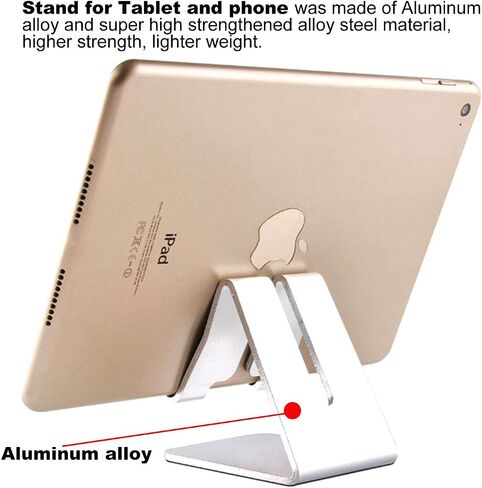 Tablet Stand,Phone Stand,Aluminum Solid Portablet Desktop Holder Dock Compatible with Phone 13 12 11 XR MAX XS Max XR,New iPad 2018 Pro 9.7, 10.5, Air Mini 2 3 4, Kindle Tab (4-13 Inch) -Black in Saudi Arabia