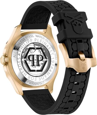 ساعة فيليب بلين الفاخرة للرجال من مجموعة فيليب بلين مع حزام أسود يتميز بهيكل ذهبي وقرص أسود in Kuwait