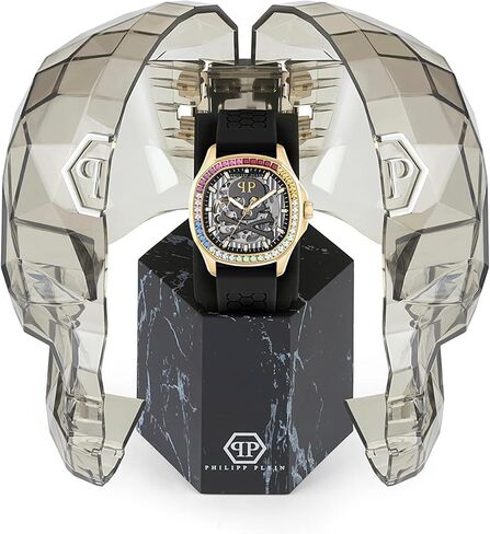ساعة فيليب بلين الفاخرة للرجال من مجموعة فيليب بلين مع حزام أسود يتميز بهيكل ذهبي وقرص أسود in Kuwait