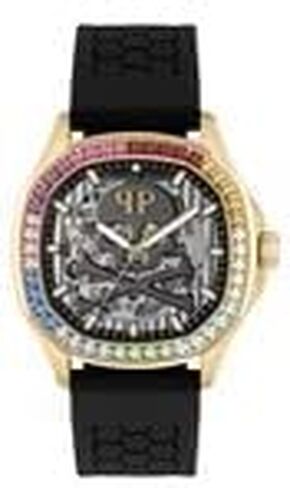 ساعة فيليب بلين الفاخرة للرجال من مجموعة فيليب بلين مع حزام أسود يتميز بهيكل ذهبي وقرص أسود in Kuwait