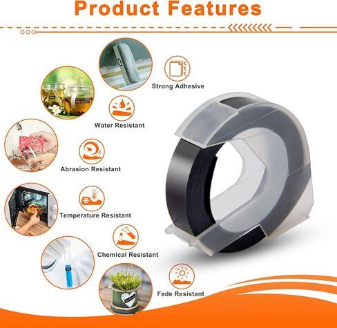 15 حزمة شريط ملصقات ثلاثي الأبعاد متوافق مع شريط ملصقات النقش Dymo 3/8 بوصة شريط بلاستيكي ذاتي اللصق لمنظم صانع الملصقات Xpress Pro 12965 12966 Office-Mate II 154000 in Kuwait