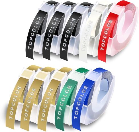 15 حزمة شريط ملصقات ثلاثي الأبعاد متوافق مع شريط ملصقات النقش Dymo 3/8 بوصة شريط بلاستيكي ذاتي اللصق لمنظم صانع الملصقات Xpress Pro 12965 12966 Office-Mate II 154000 in Kuwait