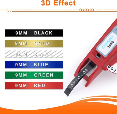 15 حزمة شريط ملصقات ثلاثي الأبعاد متوافق مع شريط ملصقات النقش Dymo 3/8 بوصة شريط بلاستيكي ذاتي اللصق لمنظم صانع الملصقات Xpress Pro 12965 12966 Office-Mate II 154000 in Kuwait