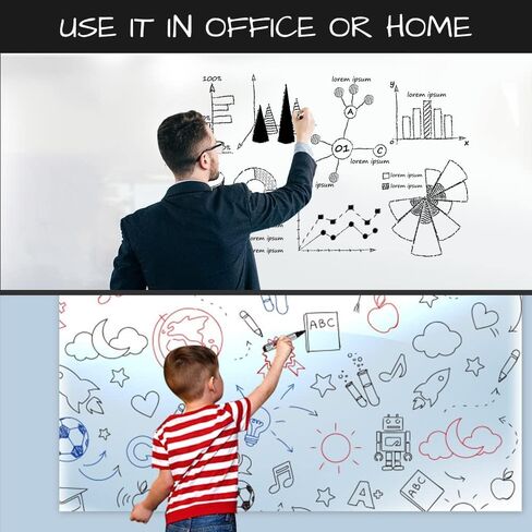أوراق لاصقة شفافة ملفوفة على الحائط مقاس 18 × 78 بوصة (6.5 قدم)، تتضمن 3 علامات مسح جافة، وورق لوحة إعلانات، وأوراق فينيل لاصقة شفافة، وورق اتصال شفاف، وفيلم قابل للتقشير واللصق من HA SHI in Kuwait