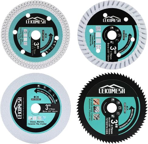 3" Circular Saw Blades - 3pcs 3/8" (10 mm) Arbor HSS/X Mesh/Glass for Cutting Porcelain Ceramic Tile,Soft Metal,Rebar,Steel Plate,Glass, Angle Grinder Cutting Disc in Saudi Arabia