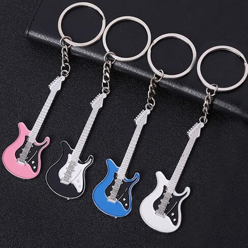 سلسلة مفاتيح جيتار باس للرجال والنساء، هدايا عيد الميلاد لعازف الجيتار الكهربائي للأولاد والبنات، سلسلة مفاتيح جيتار كهربائي للاعبي الجيتار، 4 قطع in Kuwait