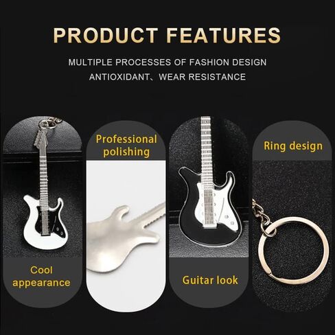 سلسلة مفاتيح جيتار باس للرجال والنساء، هدايا عيد الميلاد لعازف الجيتار الكهربائي للأولاد والبنات، سلسلة مفاتيح جيتار كهربائي للاعبي الجيتار، 4 قطع in Kuwait