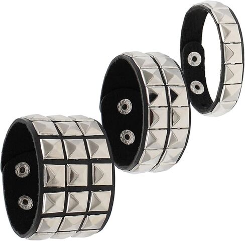 Choistily 3pcs الأساور الجلدية للنساء الرجال رصع الشرير الكفة سوار القوطية مسمار الأساور روك القوطي أساور لراكبي الدراجات النارية هالوين حزب الملحقات in Kuwait