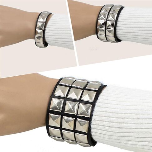 Choistily 3pcs الأساور الجلدية للنساء الرجال رصع الشرير الكفة سوار القوطية مسمار الأساور روك القوطي أساور لراكبي الدراجات النارية هالوين حزب الملحقات in Kuwait