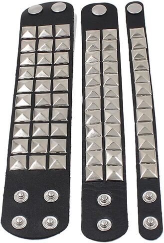 Choistily 3pcs الأساور الجلدية للنساء الرجال رصع الشرير الكفة سوار القوطية مسمار الأساور روك القوطي أساور لراكبي الدراجات النارية هالوين حزب الملحقات in Kuwait