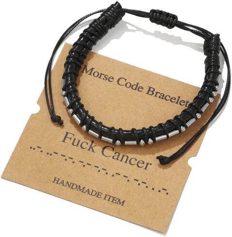 Morse Code Bracelet for Men Women - Funny Secret Message Friendship Bracelet Adjustable Mens Leather Bracelet Inspirational Gifts for Husband Boyfriend Bestfriend in Saudi Arabia