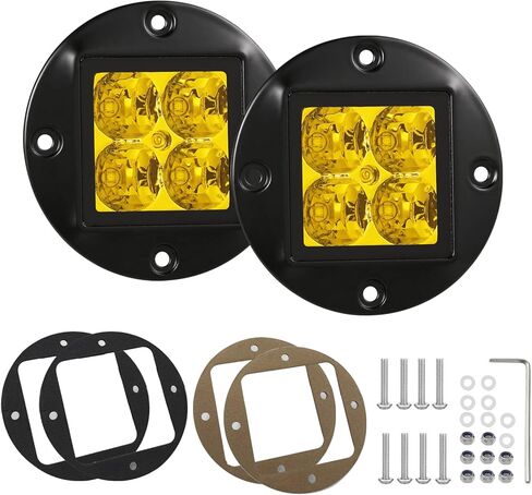 BIGLION.X 4 بوصة العنبر فلوش جبل LED القرون 80W السوبر مشرق الفيضانات القيادة ضوء جولة احتياطية ضوء LED ضوء العمل عكس الضوء شواء جبل ضوء للشاحنات UTV ATV SUV جيب 4x4 سيارة in Kuwait