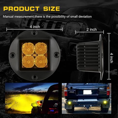 BIGLION.X 4 بوصة العنبر فلوش جبل LED القرون 80W السوبر مشرق الفيضانات القيادة ضوء جولة احتياطية ضوء LED ضوء العمل عكس الضوء شواء جبل ضوء للشاحنات UTV ATV SUV جيب 4x4 سيارة in Kuwait