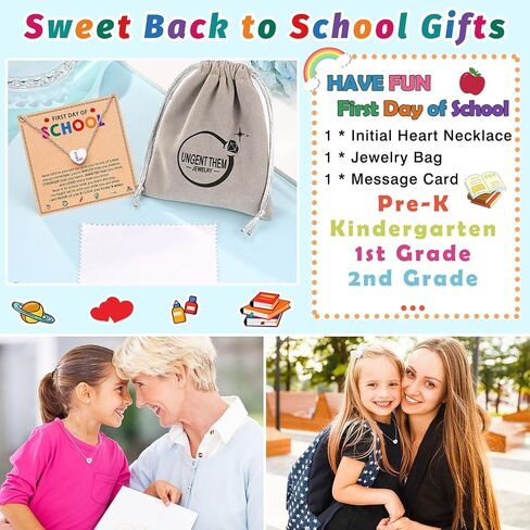 UNGENT THEM Back to School Gifts, Letter Heart Crystals Necklace for Girls, First Day Of School Gift for Daughter Granddaughter Niece in Saudi Arabia