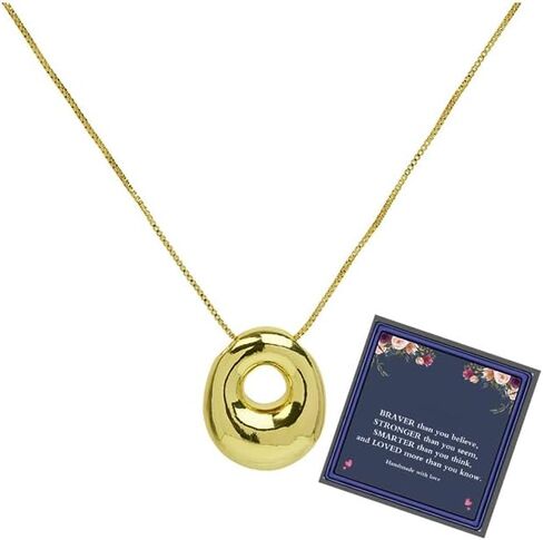 Bubble Letter Necklace Gold For Women, Balloon Initial Alphabet Pendant Polished 18k Gold Plated Puffy Name Statement Teen Girls Gift Jewelry in Saudi Arabia