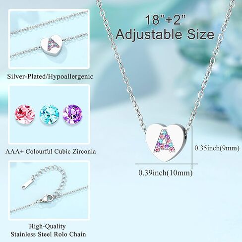 UNGENT THEM Back to School Gifts, Letter Heart Crystals Necklace for Girls, First Day Of School Gift for Daughter Granddaughter Niece in Saudi Arabia