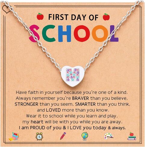 UNGENT THEM هدايا العودة إلى المدرسة، قلادة كريستال على شكل قلب للفتيات، هدية اليوم الأول للمدرسة للابنة والحفيدة وابنة الأخت in Kuwait