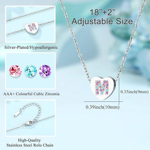 UNGENT THEM هدايا العودة إلى المدرسة، قلادة كريستال على شكل قلب للفتيات، هدية اليوم الأول للمدرسة للابنة والحفيدة وابنة الأخت in Kuwait