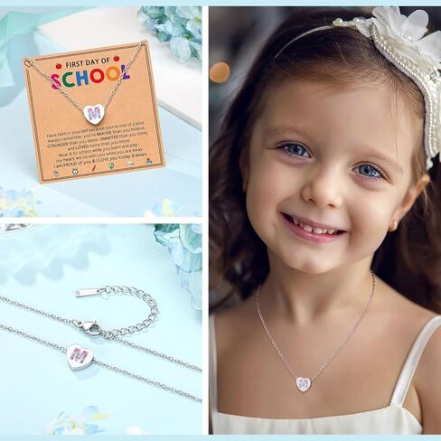 UNGENT THEM هدايا العودة إلى المدرسة، قلادة كريستال على شكل قلب للفتيات، هدية اليوم الأول للمدرسة للابنة والحفيدة وابنة الأخت in Kuwait
