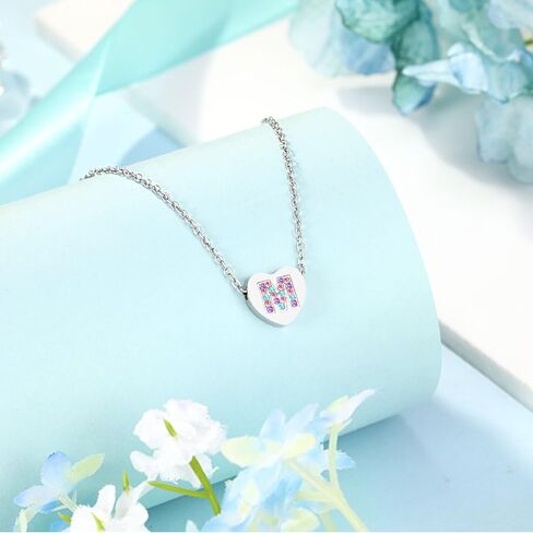 UNGENT THEM هدايا العودة إلى المدرسة، قلادة كريستال على شكل قلب للفتيات، هدية اليوم الأول للمدرسة للابنة والحفيدة وابنة الأخت in Kuwait