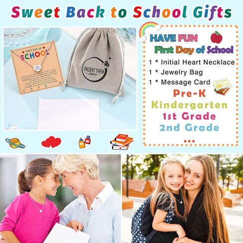 UNGENT THEM هدايا العودة إلى المدرسة، قلادة كريستال على شكل قلب للفتيات، هدية اليوم الأول للمدرسة للابنة والحفيدة وابنة الأخت in Kuwait