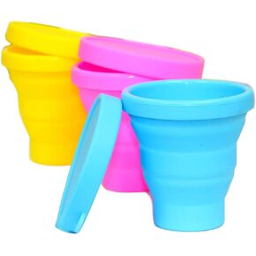 Wealers Silicon Outdoor Camping Compact Collapsible Cup, (Pack of 3) (Assorted Colors, 200ml)