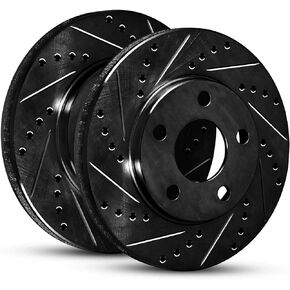 R1 Concepts Rear Brake Rotor Kit |Brake Rotors| Brake Disc |Drilled and Slotted||fits 2016-2022 Hyundai Tucson; Kia Sportage