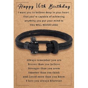 6-21th Black Bracelet Birthday Gifts for Boys,6 7 8 9 10 11 12 13 14 15 16 17 18 19 20 21 Year Old Boys Birthday Gift