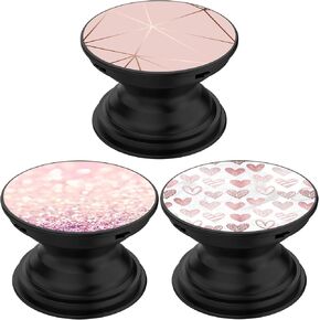 حامل الهواتف المحمولة والأجهزة اللوحية من Birsppy ATAZUA (عبوة من 3 قطع) - رخام أسود وذهبي وردي وقلب مبتسم أبيض in Kuwait