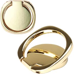 [2 Pack] Matte Rounded Corners Ultra-Thin Cell Phone Ring Holder Stand,360 Degree Rotation and 180 Degree Adjustable Finger Ring Kickstand with Frosted MetalPhone Grip (Gold)