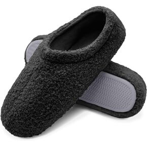 Women Home Fuzzy Slippers - Memory Slip-on Foam House Fur Soft Warm Slippers US5-12 B（M）