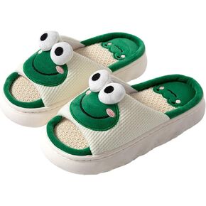 Rabbit And Bear Linen Slippers, Cute Animal Lace Slippers,Cotton Linen Couple's Home Shoes Indoor And Outdoor