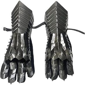 AnNafi® Fantasy Gauntlets | Black Finish Antique Nazgul SCA Armor Gauntlets Gloves Iron | Black Handmade Medieval | Fully Functional Armor Gloves Warrior Metal Gauntlets Steel Crusader LARP X-Large