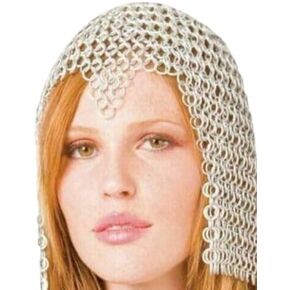 WAIZ Medieval Knights Butted Aluminium Chain Mail Coif Ring Maille Hood