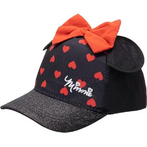 DISNEY Minnie Mouse Baseball Cap for Girls, Baseball Hat Ages 3-9 with Minnie Mouse Ears, Adjustable Girls Baseball Hat
