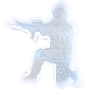 Soldier Man Military Freshie Silicone Mold 4 x 4.5 x 0.8" USA Patriotic Battle War American Flag Scented Aroma Beads Supplies Resin, Car Candles, Soap Oven Safe Bake Heat Resistant to 400 F