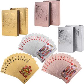 Jucoan 6 Decks Playing Cards, Waterproof Plastic Poker Cards, Gold and Black Foil Playing Cards for Party Game, Poker Size, Standard Index