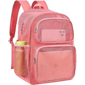 MAY TREE Mesh Backpack Heavy Duty Big Mesh Bag Large Capacity for Travel Beach Hiking Outdoor Sports with Paded Strap