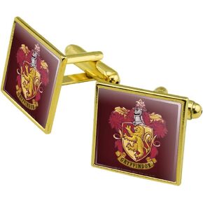 Harry Potter Gryffindor Painted Crest Square Cufflink Set Gold Color