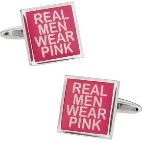 Real Men Wear Pink Cufflinks Cuff Links with Presentation Box