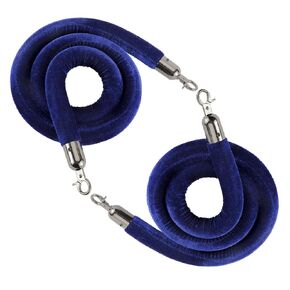 NovelBee 2 Pack of 5 Feet Velvet Rope with Black Plated Hooks,Crowd Control Stanchion Post Queue Line Barrier (Blue)