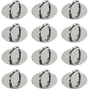 12Pcs Phone Charm Hook Adhesive Metal Phone Finger Grip Hook Cell Phone Ring Holder Stand for DIY Accessories (Round, Silver)