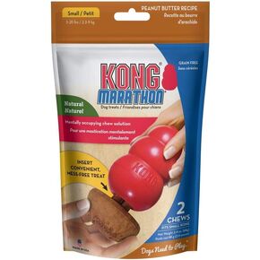 KONG Classic Stuffable Dog Toy & KONG Marathon Peanut-Butter-Flavored Treats (2 Pack) - Fetch & Chew Toy for Dogs - With Dog Toy Filler Treat - For Hours of Fun & Enrichment - For Medium Dogs